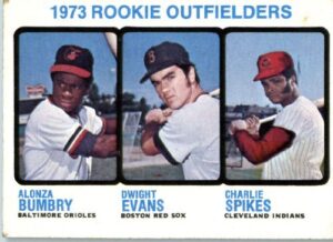 1973 topps #614 bumbry/evans/spikes baseball rookies baseball card case