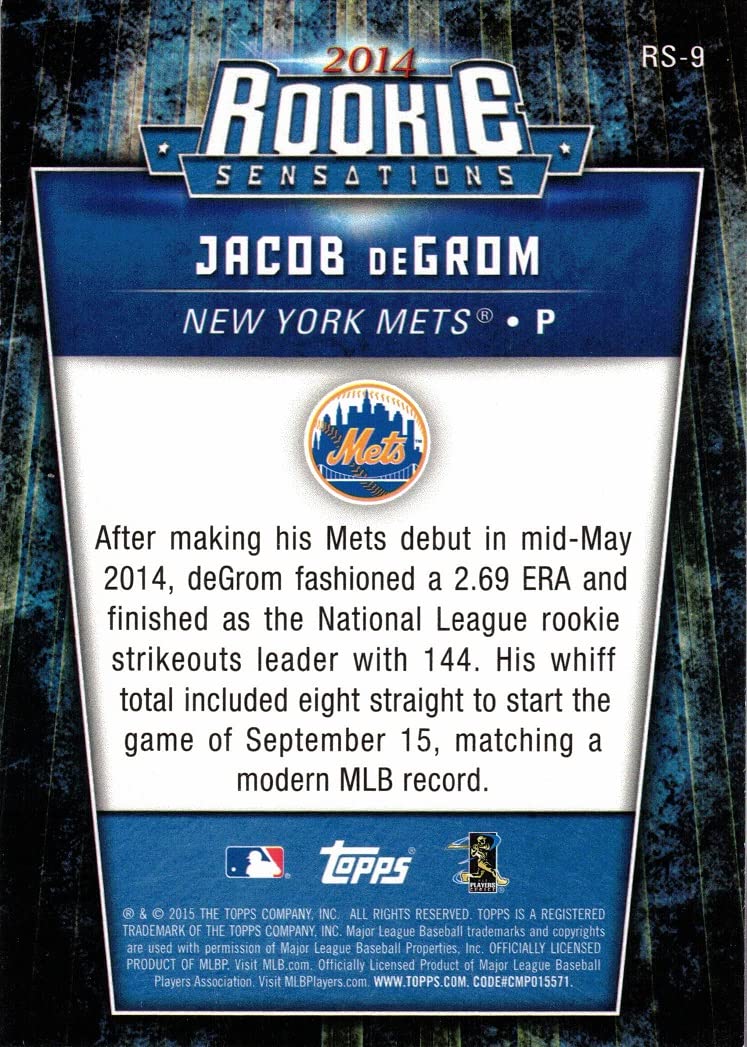 2015 Topps Update Rookie Sensations #RS-9 Jacob deGrom Baseball Card