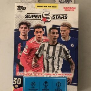 2022-23 Topps UEFA UCL Superstars Soccer Factory Sealed Hanger Box 32 Cards (4 Packs of 8 Cards) Chase rookie cards of an Amazing Rookie Class