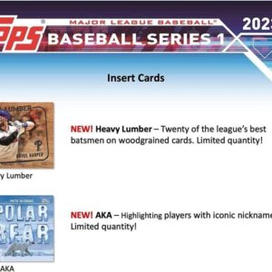 2023 Topps Series 1 Baseball Factory Sealed Blaster Box 99 Cards 1 Commemorative Relic Card Per Box Chase rookie cards autographs, and relics of an generational rookie class such as Adley Rutschman, Francisco Alvarez, Michael Harris, and more See Scans fo