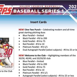 2023 Topps Series 1 Baseball Factory Sealed Blaster Box 99 Cards 1 Commemorative Relic Card Per Box Chase rookie cards autographs, and relics of an generational rookie class such as Adley Rutschman, Francisco Alvarez, Michael Harris, and more See Scans fo