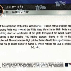 2022 Topps Now Baseball #1161 Jeremy Pena Rookie Card Astros - Wins World Series MVP Award