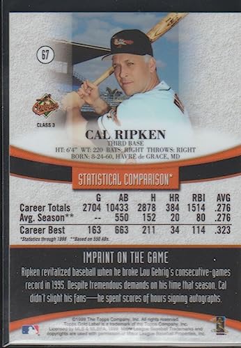 1999 Topps Gold Label Cal Ripken Jr. Orioles Baseball Card #67