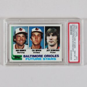 1982 topps orioles future stars cal ripken jr. rookie card rc #21 ? graded psa nm-mt 8