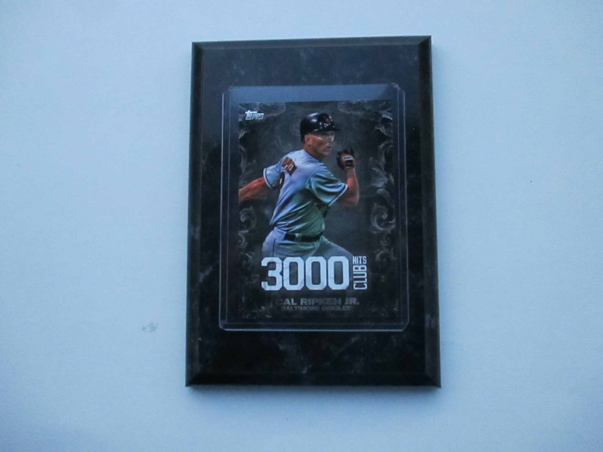 Cal Ripken Jr. Baltimore Orioles Topps 2016 3000 Hits Club player card mounted on a 4" x 6" black marble plaque