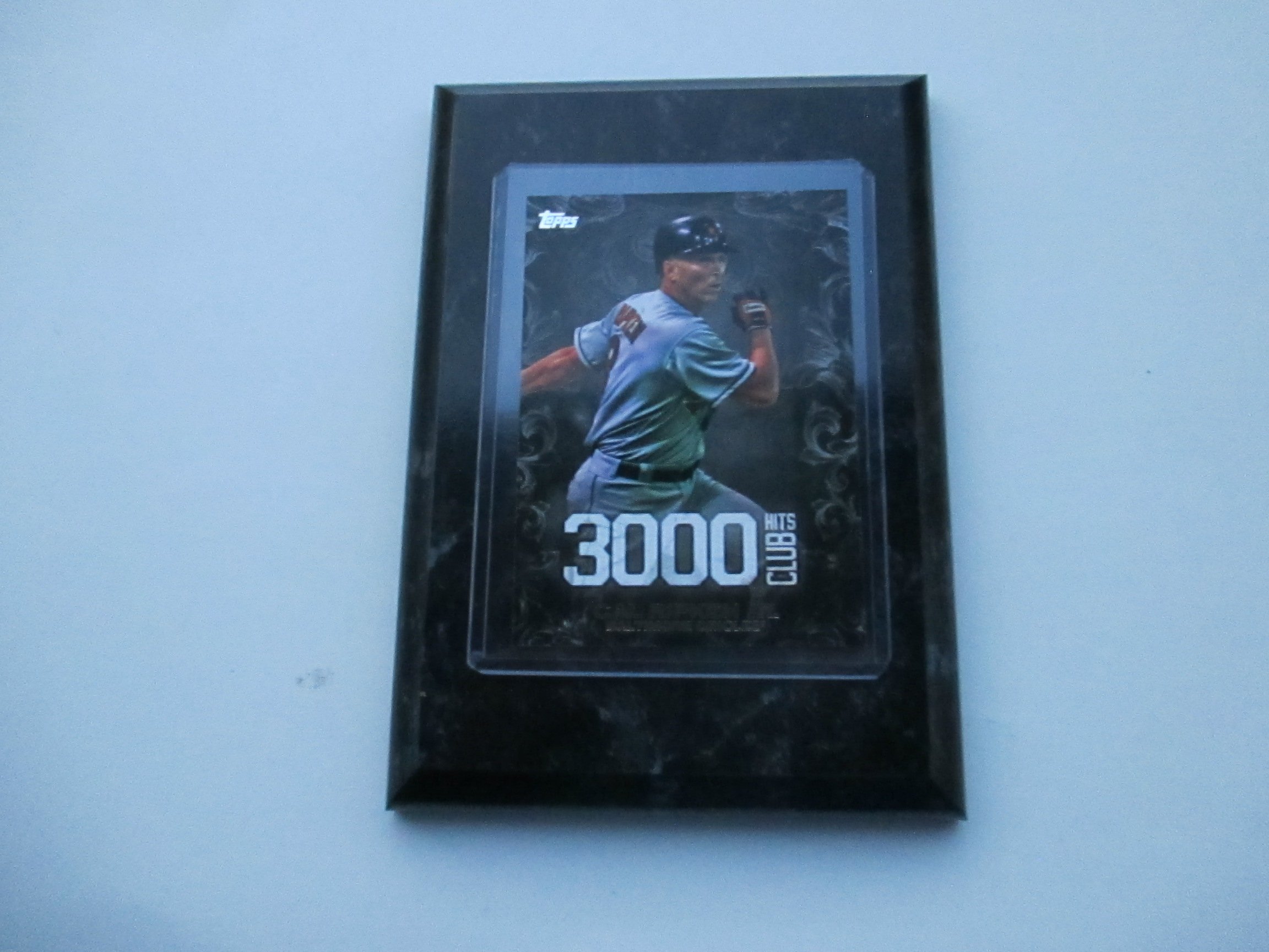 Cal Ripken Jr. Baltimore Orioles Topps 2016 3000 Hits Club player card mounted on a 4" x 6" black marble plaque