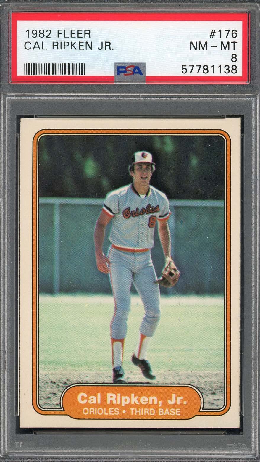 Cal Ripken Jr 1982 Fleer Baseball Rookie Card #176 Graded PSA 8