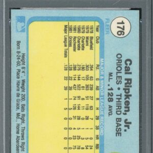 Cal Ripken Jr 1982 Fleer Baseball Rookie Card #176 Graded PSA 8