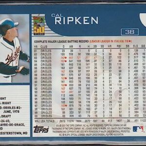 2001 Topps Cal Ripken Jr. Orioles Baseball Card #1