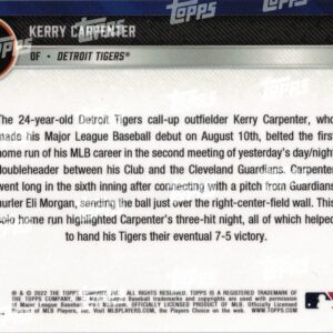 2022 Topps Now Baseball #717 Kerry Carpenter Pre-Rookie Card Tigers - Hits 1st Career Home Run