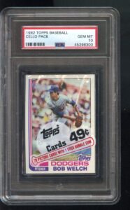 1982 topps baseball card wax pack unopened graded psa 10 gem mt cal ripen jr. rookie possible bob welch #82 tom brookens #753