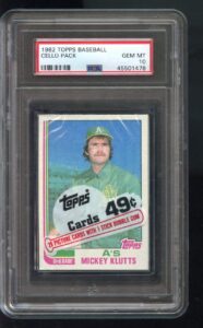 1982 topps baseball card wax pack unopened graded psa 10 gem mt cal ripen jr. rookie possible mickey klutts #148 dave palmer #292