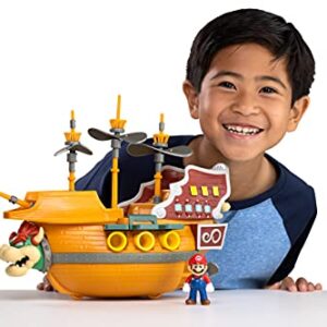 Super Mario Deluxe Bowser's Air Ship Playset with Mario Action Figure – Authentic in-Game Sounds & Spinning Propellers