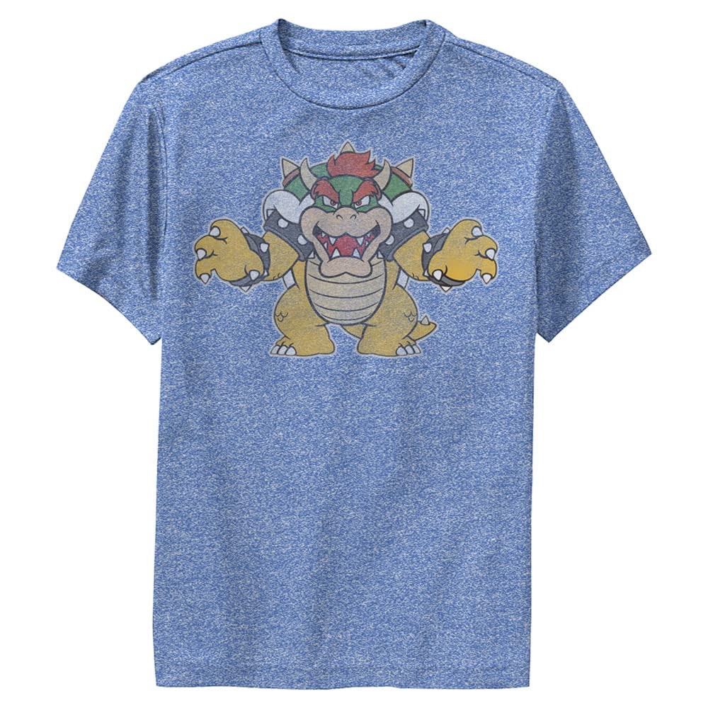 Nintendo Kid's Just Bowser T-Shirt, Royal Blue HeaTHer, X-Large