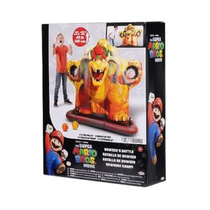 THE SUPER MARIO BROS. MOVIE Bowser Inflatable Sports Game for Kids, Indoor Games or Outdoor Games for Kids and Adults, Approximate Inflated Size 51 Inches L x 18 Inches W x 46 Inches H