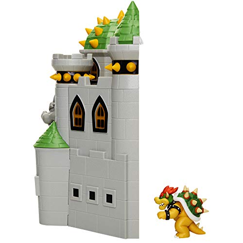 Super Mario Nintendo Deluxe Bowser's Castle Playset with 2.5" Exclusive Articulated Bowser Action Figure, Interactive Play Set with Authentic in-Game Sounds