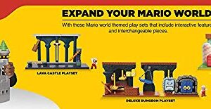 Super Mario Nintendo Deluxe Bowser's Castle Playset with 2.5" Exclusive Articulated Bowser Action Figure, Interactive Play Set with Authentic in-Game Sounds