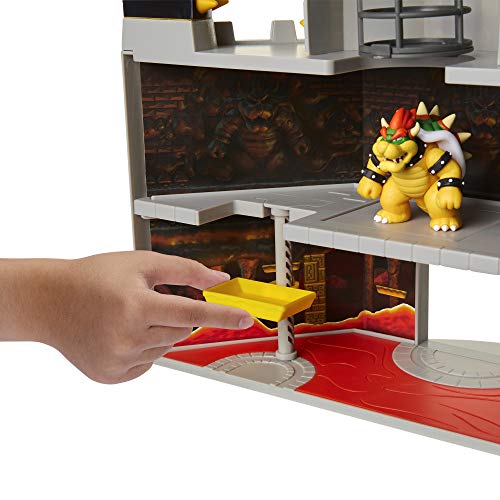 Super Mario Nintendo Deluxe Bowser's Castle Playset with 2.5" Exclusive Articulated Bowser Action Figure, Interactive Play Set with Authentic in-Game Sounds