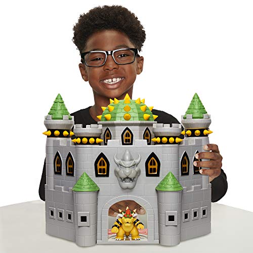 Super Mario Nintendo Deluxe Bowser's Castle Playset with 2.5" Exclusive Articulated Bowser Action Figure, Interactive Play Set with Authentic in-Game Sounds