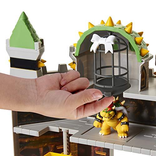 Super Mario Nintendo Deluxe Bowser's Castle Playset with 2.5" Exclusive Articulated Bowser Action Figure, Interactive Play Set with Authentic in-Game Sounds