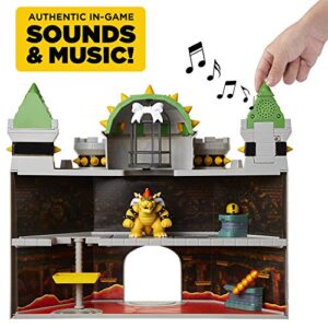 Super Mario Nintendo Deluxe Bowser's Castle Playset with 2.5" Exclusive Articulated Bowser Action Figure, Interactive Play Set with Authentic in-Game Sounds