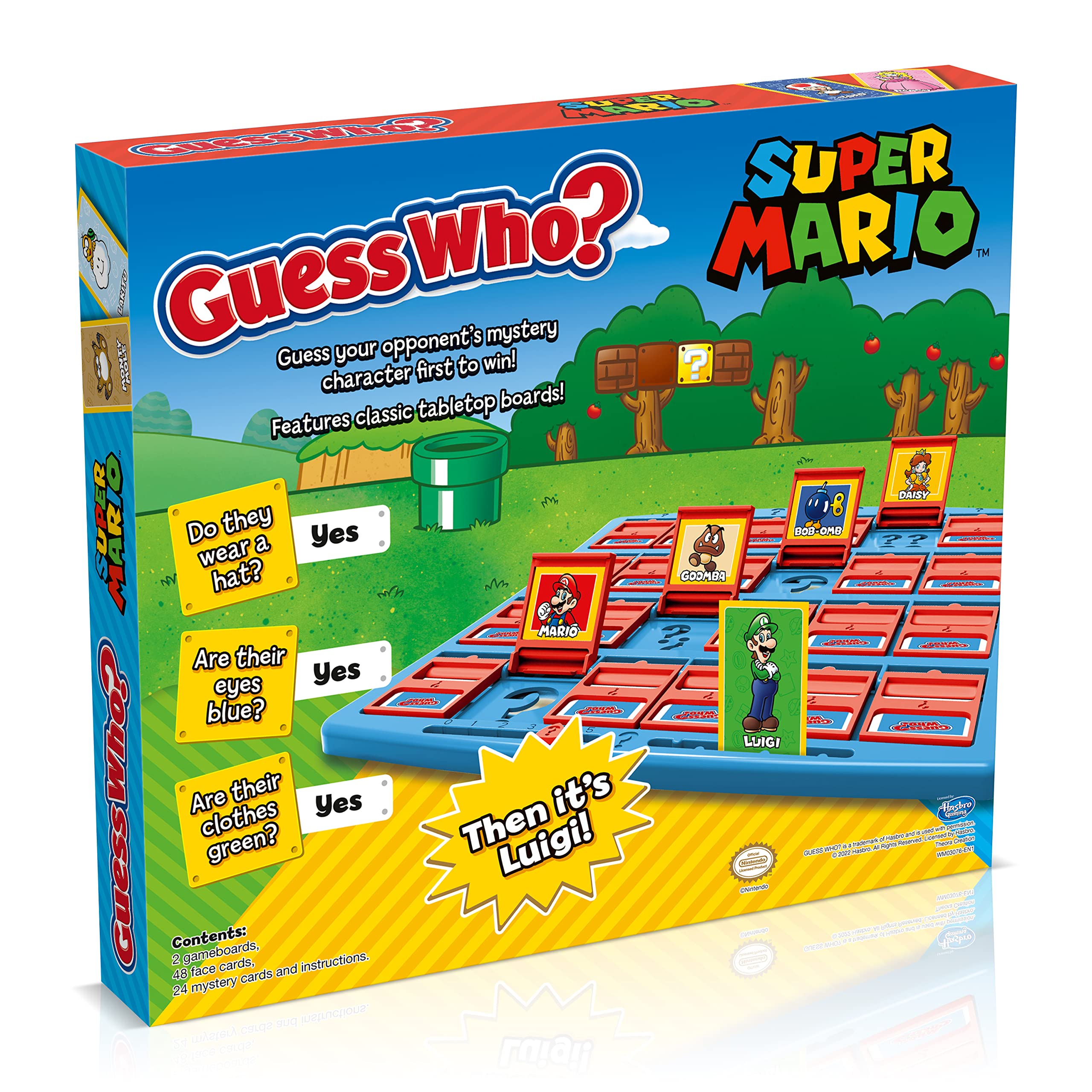 Winning Moves Super Mario Guess Who? Board Game, Play with Classic Nintendo Characters Including Mario, Luigi, Peach, Bowser, and Donkey Kong, Ages 6 and up, WM03076-EN1-6,Blue,Red