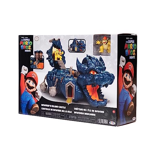 The Super Mario Bowser Island Castle Playset with 2.5” Bowser Action Figure & Interactive Pieces