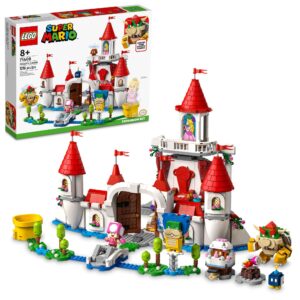 lego super mario peach’s castle expansion set 71408, buildable game toy, gifts for kids aged 8 plus with time block plus bowser and toadette figures, to combine with starter course