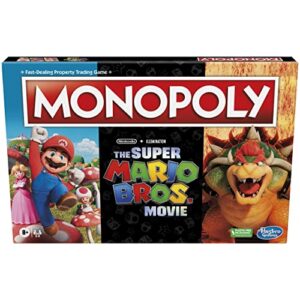 hasbro gaming monopoly the super mario bros. movie edition kids board game, family games for super mario fans, ages 8+