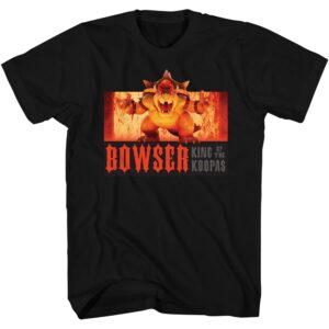 super mario nintendo bowser fire king koopa adult t-shirt(sm, black)