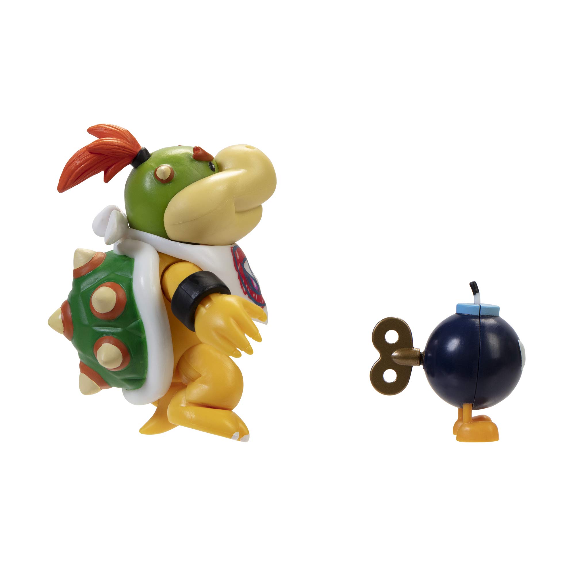 Super Mario Bowser Jr. 4-Inch Action Figure with Bob-Omb Accessory, Poseable Articulated Collectible Toys, Perfect for Kids & Collectors Alike! for Ages 3+