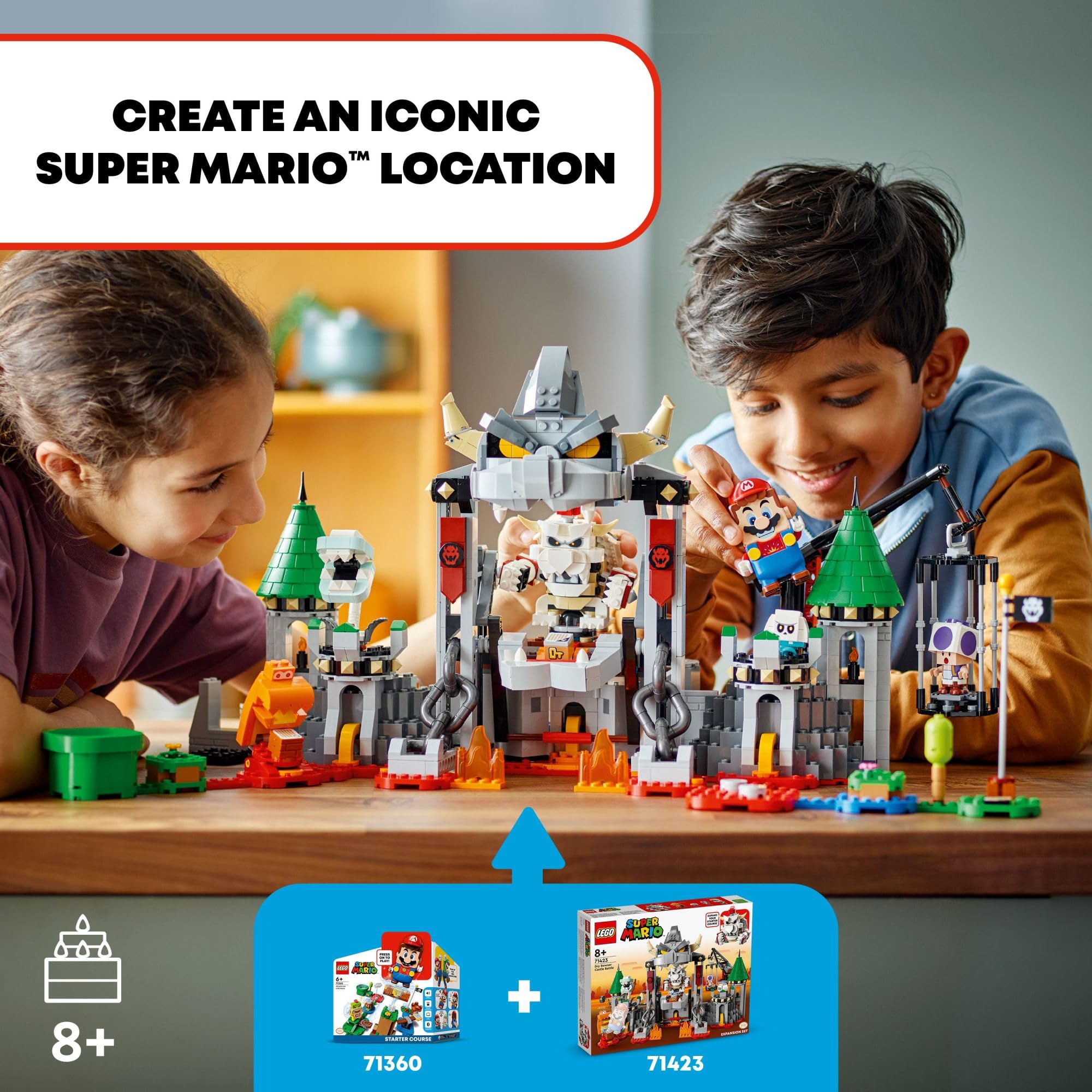 LEGO Super Mario Dry Bowser Castle Battle Expansion Set, Buildable Game with 5 Super Mario Figures, Collectible Playset to Combine with a Starter Course, Super Mario Gift Set for Kids Ages 8-10, 71423