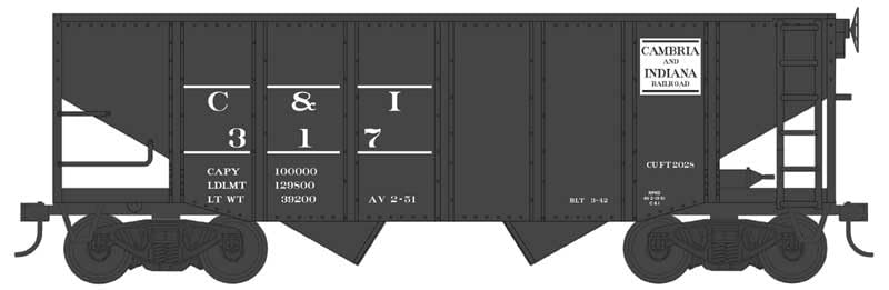 Bowser HO Scale 55-Ton Fishbelly Hopper Cambria & Indiana/C&I (Built 3-42) #317