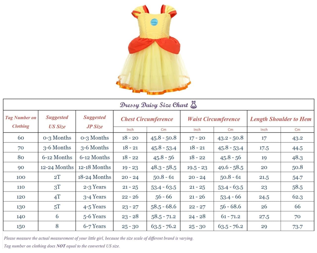 Dressy Daisy Super Brothers Princess Costume Tulle Dress for Baby Girls Halloween Birthday Party Fancy Outfits Size 3-6 Months, Yellow