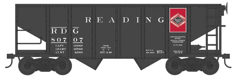 Bowser HO Scale 55-Ton Fishbelly Hopper Reading Lines (Anthracite Logo) #80715