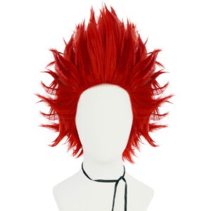 imeyle red spiky wig anger wig men short wig for anime cosplay red wig for men peluca roja short wavy wig synthetic anime cosplay wig for halloween costume party+ wig cap