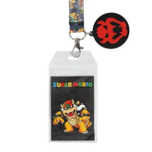 Bioworld Super Mario Brothers Bowser Lanyard with Metal Charm and ID Sleeve