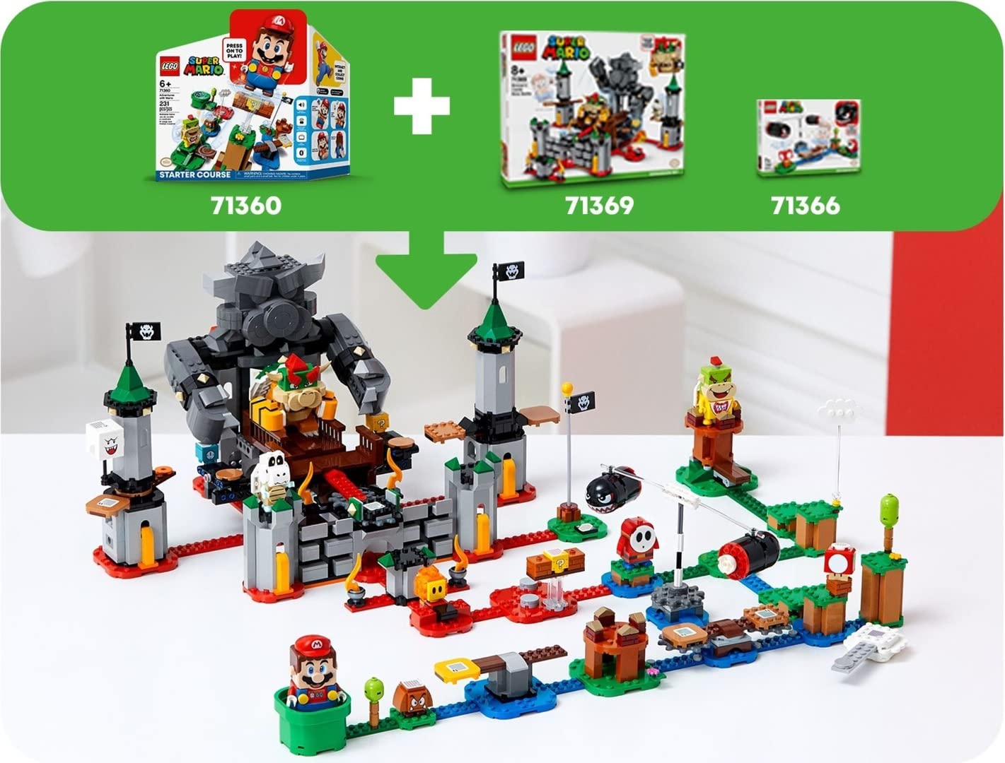 LEGO Super Mario Bowser’s Castle Boss Battle Expansion Set 71369 Building Kit; Collectible Toy for Kids to Customize Their Super Mario Starter Course (71360) Playset (1,010 Pieces)