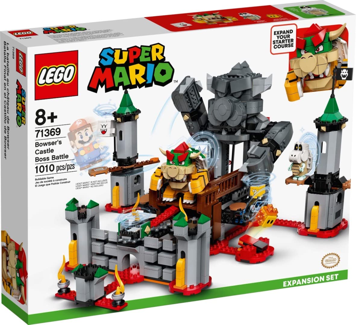 LEGO Super Mario Bowser’s Castle Boss Battle Expansion Set 71369 Building Kit; Collectible Toy for Kids to Customize Their Super Mario Starter Course (71360) Playset (1,010 Pieces)