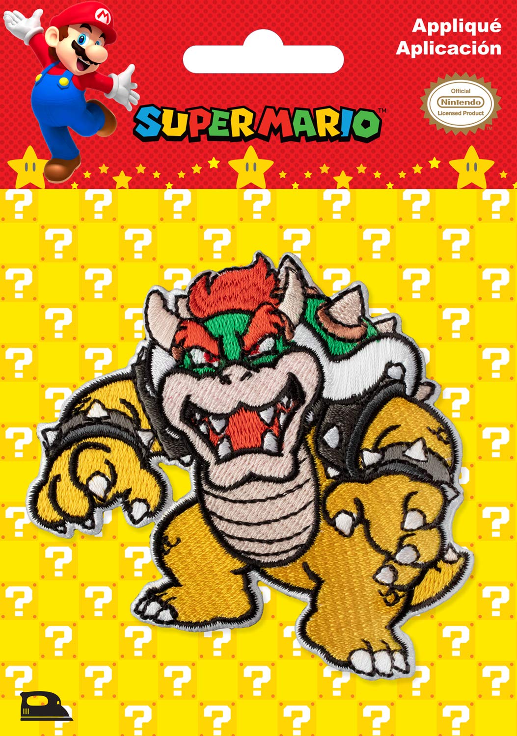 Simplicity Nintendo Super Mario Brothers Bowser Applique Clothing Iron On Patch, 3.5'' x 3.2