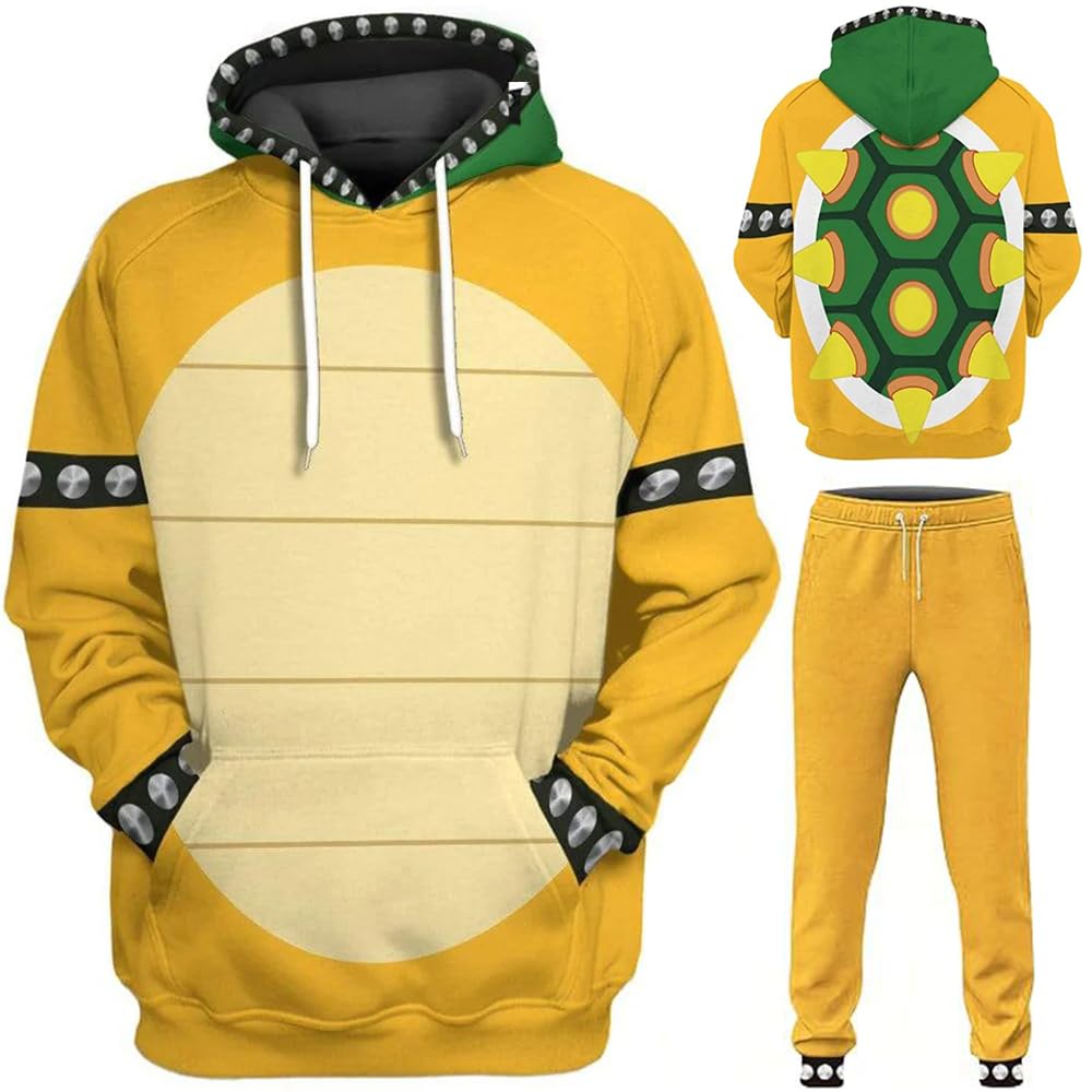 DINJUL Anime Cosplay Costume Hoodie Anime Hoodie Sweatshirt Anime Hoodie Outfit Halloween 2Pcs (Yellow, Samll)