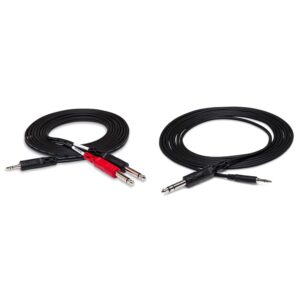 hosa 3.5mm trs to 1/4 inch ts stereo breakout cables bundle (10 feet, 5 feet) | connect audio devices to mixing consoles