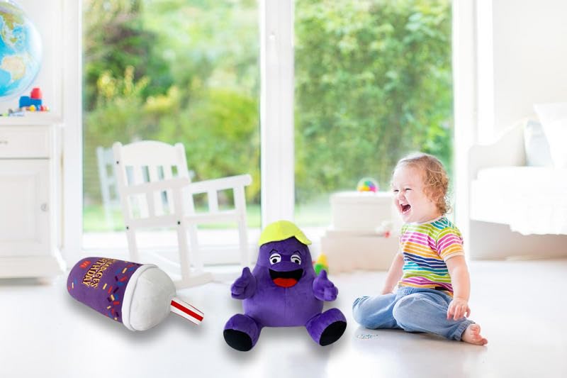 VAOUX Grimace Plush,Grimace Shake Yellow Hat Plush Toy,Stuffed Animal Toy Game Doll Toy Fans Anime Great Gift for Boys and Girls (Shake)