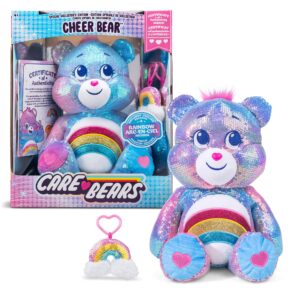 Care Bears Sequin Plush, Cheer Bear Plushie for Ages 4+ Perfect Stuffed Animal, Super Soft and Cuddly – Good for Girls and Boys, Employees, Collectors, Great Valentines Day Gift for kids