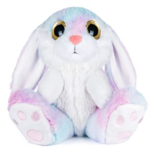 my oli bunny rabbit stuffed animal plush bunny 8.5" easter stuffed bunny with floppy ear plush rabbit bedtime friend plush toy gifts for girls boys kids, rainbow