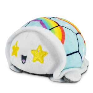 TeeTurtle - The Original Reversible Turtle Plushie - Rainbows - Cute Sensory Fidget Stuffed Animals That Show Your Mood 3.5 inch