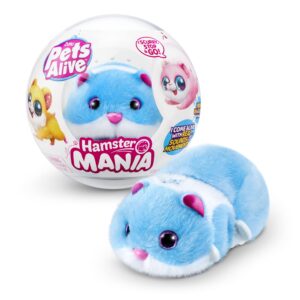 pets alive hamstermania (blue) by zuru hamster, electronic pet, 20+ sounds interactive, hamster ball toy for girls and children