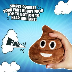 Poop Farting Plush Toy - Makes 7 Funny Fart Sounds – Squeeze Fart Buddy to Hear Him Fart - Easter Basket Stuffer - Fun Dog Toy - Fart Toy for Boys & Girls - Gag Gifts for Kids - a Super Cute 4 x 4.5