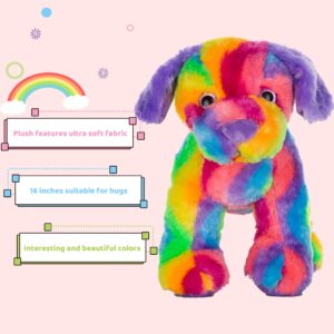 MUOVE Dog Stuffed Animals, Rainbow Puppy Stuffed Animal Dog Toy, Cute Colorful Dog Plush Toy for Kids, Stuffed Animal Dog Toy for Girl and Boy