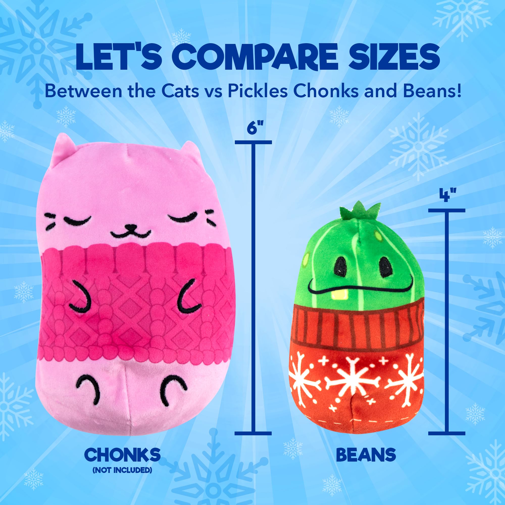 Cats vs Pickles 2pk Christmas Bean Mystery Bags | 4" Bean Filled Plushies | Stocking Stuffers | Blind Bags for Girls and for Boys | Surprise Bean Collectibles | Mystery Bag for Kids & Adults | 2-pack